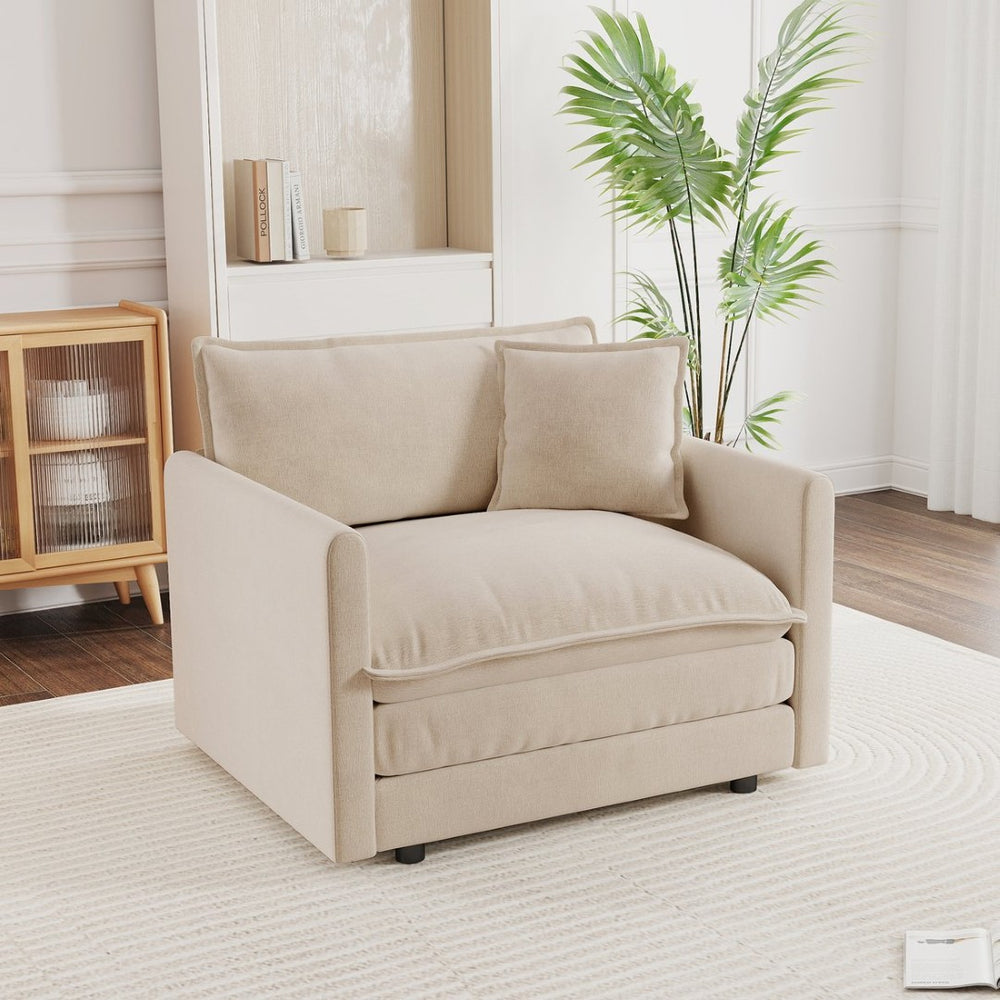 English Elm Comfy Deep Seat Chenille Armchair with Solid Wood Frame for Reading Lounging W714S00887