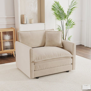English Elm Comfy Deep Seat Chenille Armchair with Solid Wood Frame for Reading Lounging W714S00887