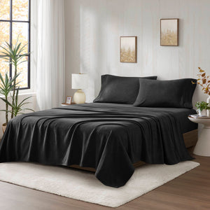 JLA Home True North by Sleep Philosophy - Sheet Micro Fleece Sheet Set — Ultra-Soft, OEKO-TEX Certified, Breathable Warmth, Pill-Resistant Comfort Black TN20-0463
