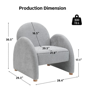 English Elm Modern Boucle Accent Armchair – Stylish Gray Lounge Chair With Curved Armrests For Any Space T3903P372602