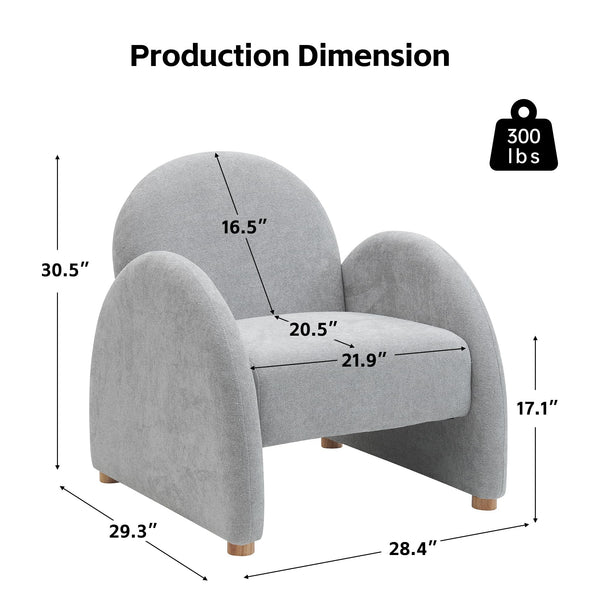 English Elm Modern Boucle Accent Armchair – Stylish Gray Lounge Chair With Curved Armrests For Any Space T3903P372602