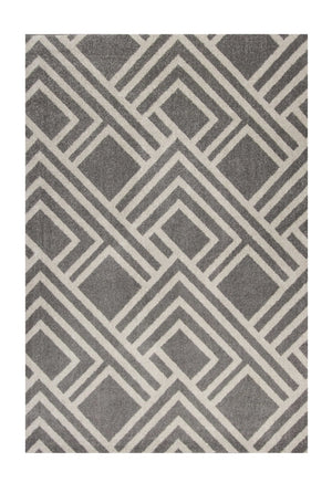 HomeRoots 5' Gray Geometric Area Rug - Stylish, Durable Design for Indoor and Outdoor Spaces, Easy Care! 7' x 10' 375002