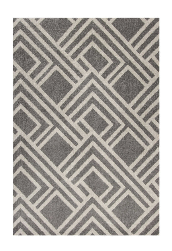 HomeRoots 5' Gray Geometric Area Rug - Stylish, Durable Design for Indoor and Outdoor Spaces, Easy Care! 7' x 10' 375002