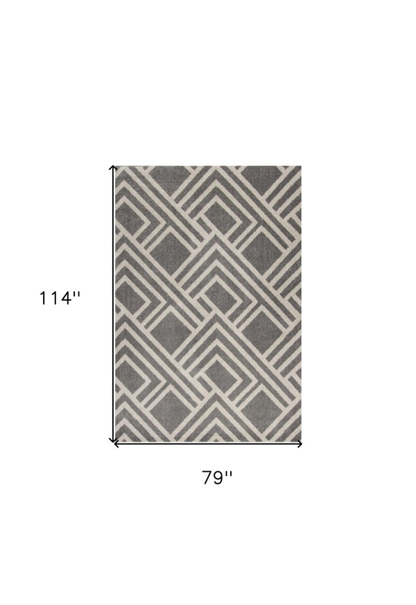 HomeRoots 5' Gray Geometric Area Rug - Stylish, Durable Design for Indoor and Outdoor Spaces, Easy Care! 7' x 10' 375002