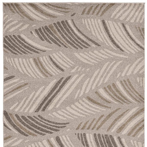 HomeRoots 5' Tropical Botanical Area Rug in Beige and Brown - Durable, Stylish, Easy-Clean Accent for Any Space 5' X 8' 375005