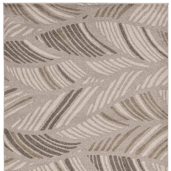 HomeRoots 5' Tropical Botanical Area Rug in Beige and Brown - Durable, Stylish, Easy-Clean Accent for Any Space 5' X 8' 375005