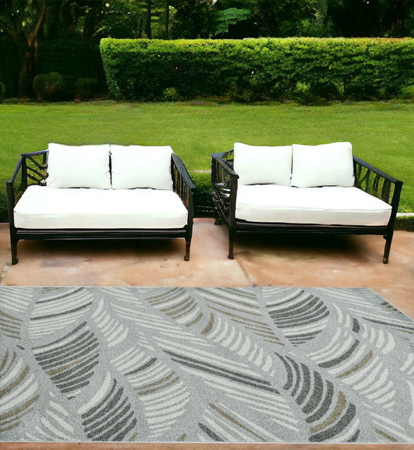 HomeRoots 7' Gray Abstract Area Rug for Indoor and Outdoor Use – Durable, Stylish, and Easy to Clean 8' x 11' 375007