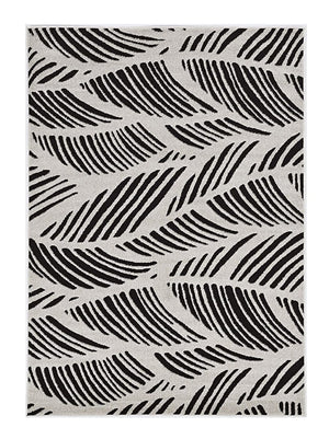HomeRoots 5' Black and White Abstract Area Rug - Stylish Indoor/Outdoor Decorative Accent for High-Traffic Spaces 7' x 10' 375011