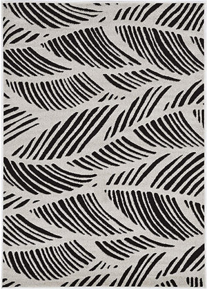 HomeRoots 5' Black and White Abstract Area Rug - Stylish Indoor/Outdoor Decorative Accent for High-Traffic Spaces 8' x 11' 375012