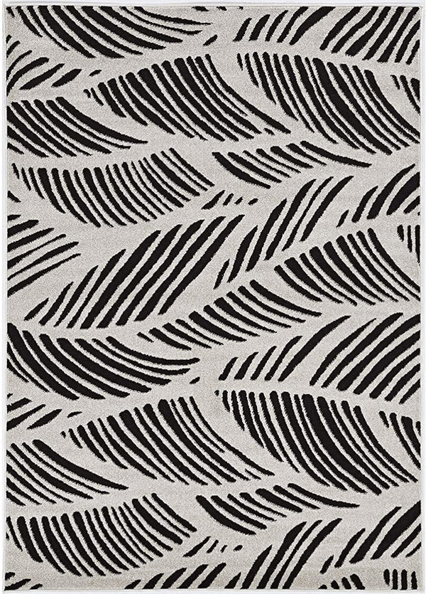 HomeRoots 5' Black and White Abstract Area Rug - Stylish Indoor/Outdoor Decorative Accent for High-Traffic Spaces 8' x 11' 375012