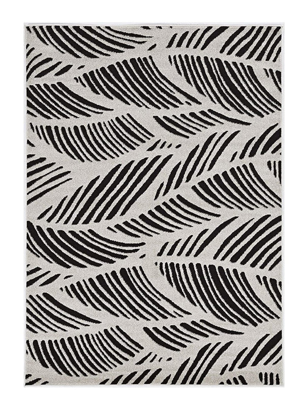 HomeRoots 5' Black and White Abstract Area Rug - Stylish Indoor/Outdoor Decorative Accent for High-Traffic Spaces 8' x 11' 375012
