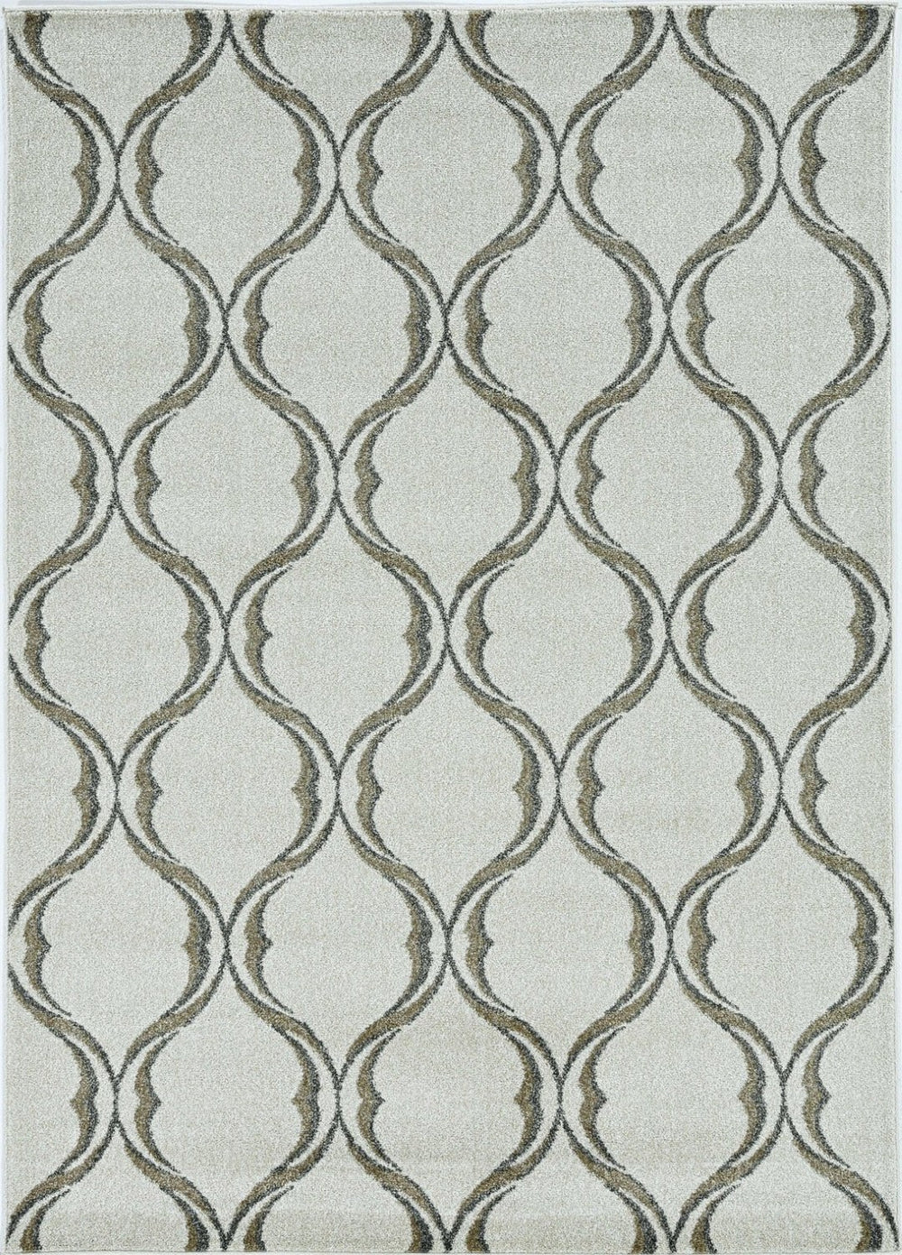 HomeRoots 5' Contemporary Sand and Green Ogee Area Rug – Stylish, Durable, and Versatile for Any Space 5' X 8' 375015