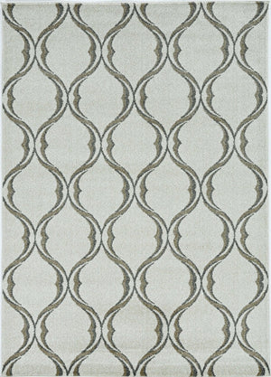 HomeRoots 5' Contemporary Sand and Green Ogee Area Rug – Stylish, Durable, and Versatile for Any Space 5' X 8' 375015