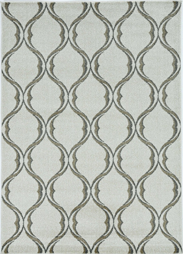 HomeRoots 5' Contemporary Sand and Green Ogee Area Rug – Stylish, Durable, and Versatile for Any Space 5' X 8' 375015