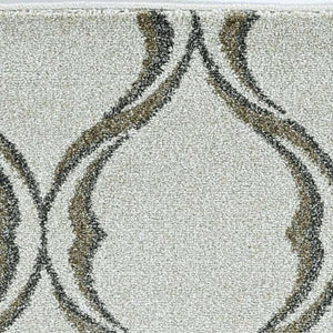 HomeRoots 5' Contemporary Sand and Green Ogee Area Rug – Stylish, Durable, and Versatile for Any Space 5' X 8' 375015