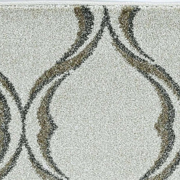 HomeRoots 5' Contemporary Sand and Green Ogee Area Rug – Stylish, Durable, and Versatile for Any Space 5' X 8' 375015