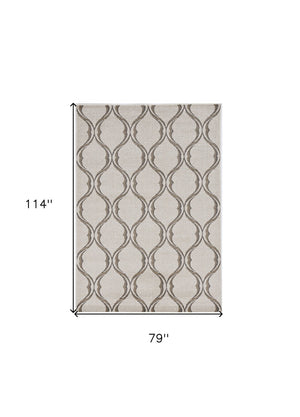 HomeRoots 7' Ivory Moroccan Area Rug - Timeless Quatrefoil Design for Indoor & Outdoor Elegance and Durability 7' x 10' 375016