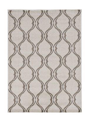 HomeRoots 7' Ivory Moroccan Area Rug - Timeless Quatrefoil Design for Indoor & Outdoor Elegance and Durability 8' x 11' 375017