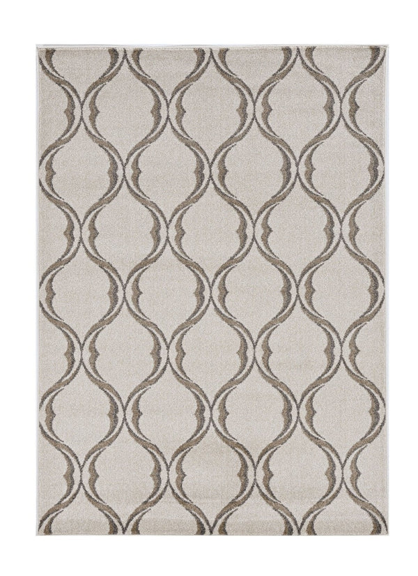 HomeRoots 7' Ivory Moroccan Area Rug - Timeless Quatrefoil Design for Indoor & Outdoor Elegance and Durability 8' x 11' 375017