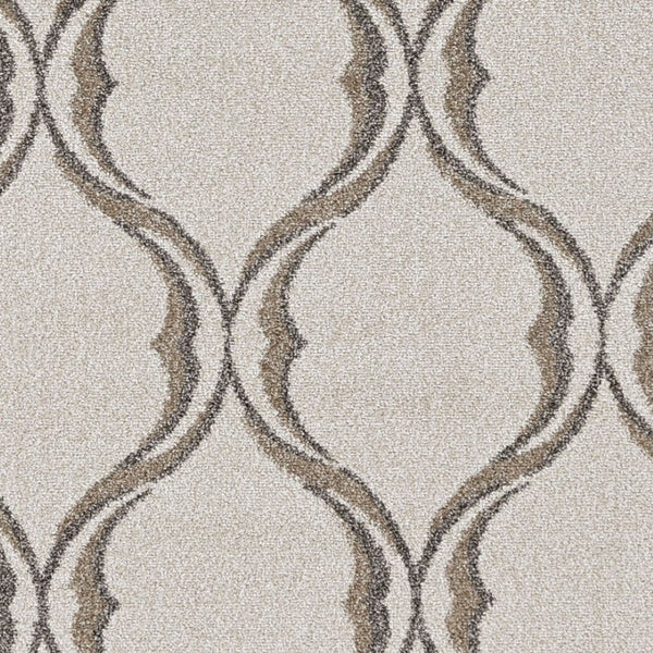 HomeRoots 7' Ivory Moroccan Area Rug - Timeless Quatrefoil Design for Indoor & Outdoor Elegance and Durability 8' x 11' 375017