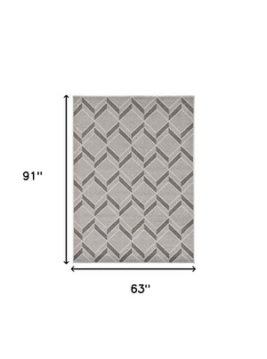 HomeRoots 5' Contemporary Gray Geometric Area Rug for Indoor and Outdoor Use – Durable, Stylish, Easy Care 5' x 8' 375020