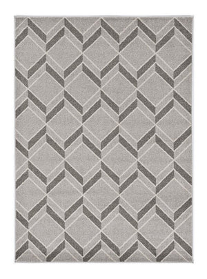 HomeRoots 5' Contemporary Gray Geometric Area Rug for Indoor and Outdoor Use – Durable, Stylish, Easy Care 5' x 8' 375020