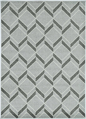HomeRoots 5' Contemporary Gray Geometric Area Rug for Indoor and Outdoor Use – Durable, Stylish, Easy Care 7' x 10' 375021