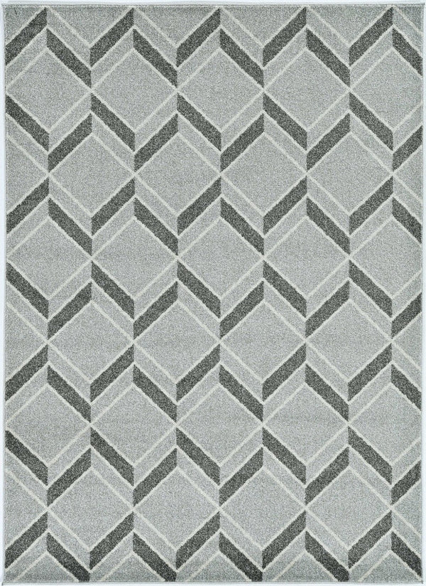 HomeRoots 5' Contemporary Gray Geometric Area Rug for Indoor and Outdoor Use – Durable, Stylish, Easy Care 7' x 10' 375021