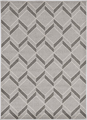 HomeRoots 5' Contemporary Gray Geometric Area Rug for Indoor and Outdoor Use – Durable, Stylish, Easy Care 7' x 10' 375021