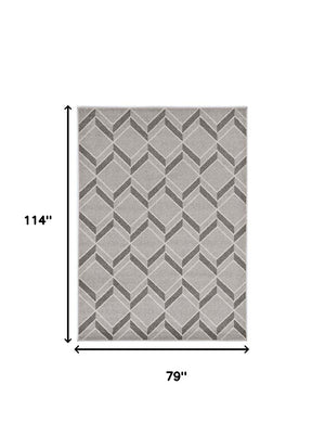 HomeRoots 5' Contemporary Gray Geometric Area Rug for Indoor and Outdoor Use – Durable, Stylish, Easy Care 7' x 10' 375021