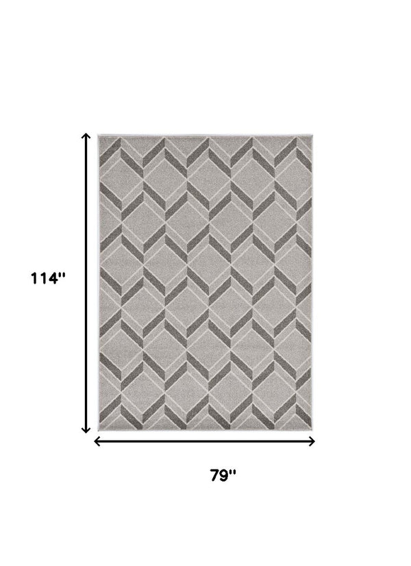 HomeRoots 5' Contemporary Gray Geometric Area Rug for Indoor and Outdoor Use – Durable, Stylish, Easy Care 7' x 10' 375021