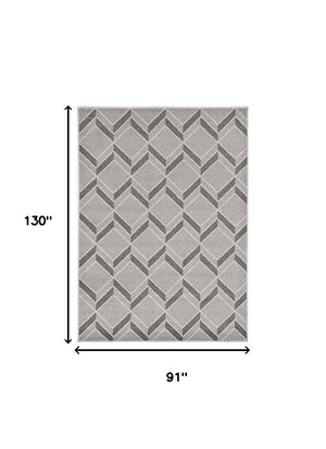 HomeRoots 5' Contemporary Gray Geometric Area Rug for Indoor and Outdoor Use – Durable, Stylish, Easy Care 8' x 11' 375022