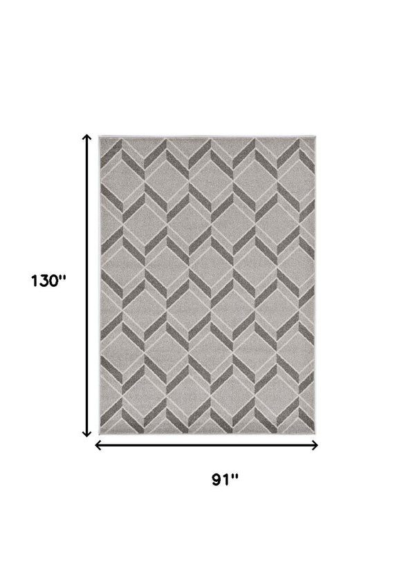 HomeRoots 5' Contemporary Gray Geometric Area Rug for Indoor and Outdoor Use – Durable, Stylish, Easy Care 8' x 11' 375022