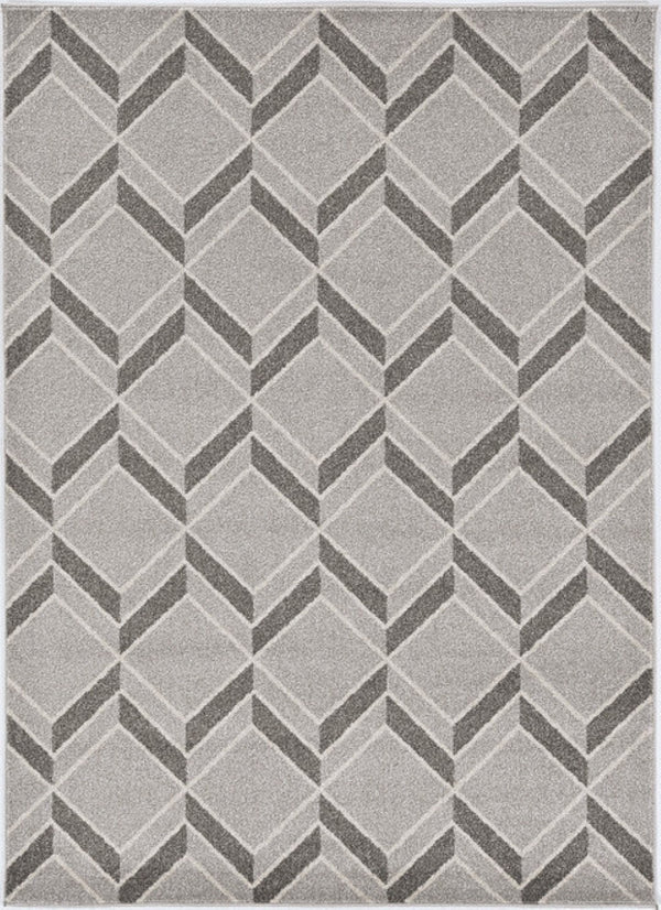 HomeRoots 5' Contemporary Gray Geometric Area Rug for Indoor and Outdoor Use – Durable, Stylish, Easy Care 8' x 11' 375022