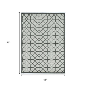 HomeRoots 5' Elegant Geometric Tile Area Rug for Indoor and Outdoor Spaces - Durable, Stylish, and Easy Care 5" x 8" 375025