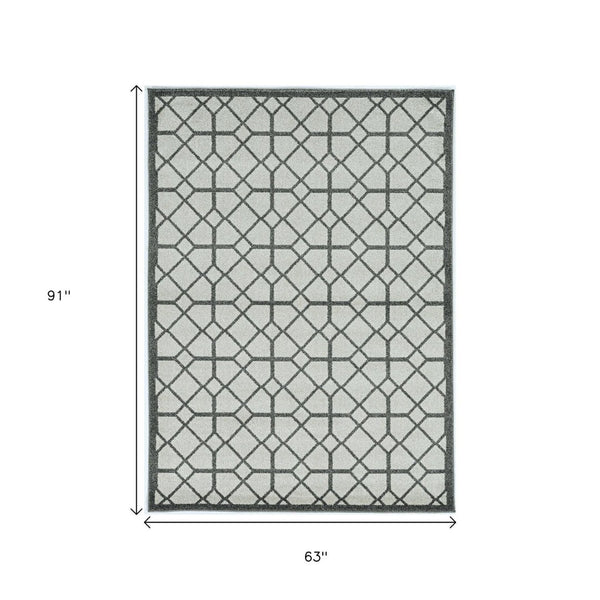 HomeRoots 5' Elegant Geometric Tile Area Rug for Indoor and Outdoor Spaces - Durable, Stylish, and Easy Care 5" x 8" 375025