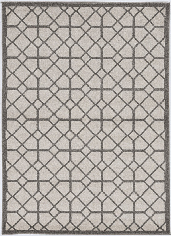 HomeRoots 7' Gray Geometric Area Rug - Contemporary Indoor Outdoor Design, Durable, Easy Care, Versatile Style 7' x 10' 375026