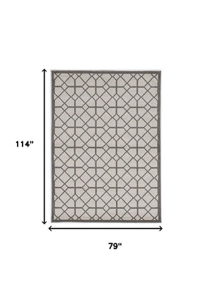 HomeRoots 7' Gray Geometric Area Rug - Contemporary Indoor Outdoor Design, Durable, Easy Care, Versatile Style 7' x 10' 375026