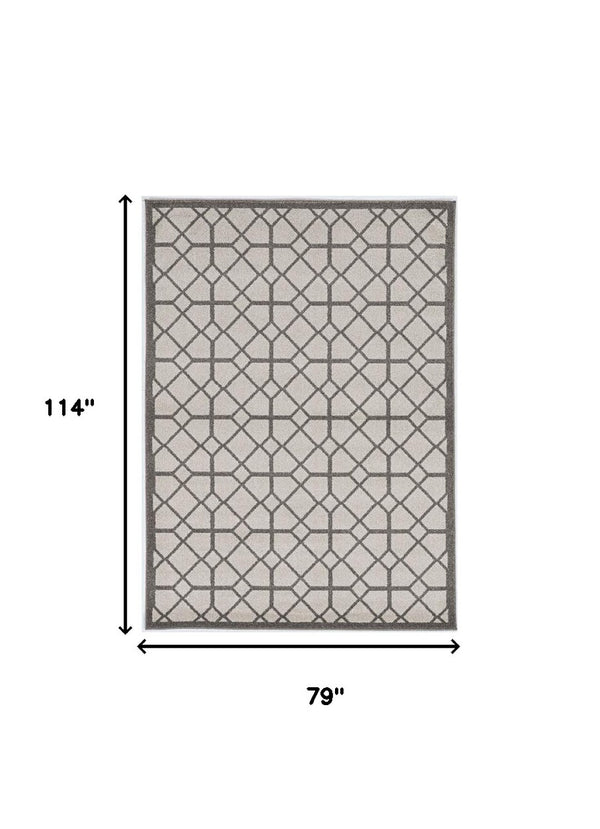HomeRoots 7' Gray Geometric Area Rug - Contemporary Indoor Outdoor Design, Durable, Easy Care, Versatile Style 7' x 10' 375026