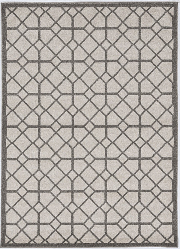 HomeRoots 7' Gray Geometric Area Rug - Contemporary Indoor Outdoor Design, Durable, Easy Care, Versatile Style 8' x 11' 375027