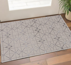 HomeRoots 3' Ivory and Brown Geometric Area Rug - Modern Design, Durable, Easy-Clean, Perfect for Any Space 3' X 5' 375028