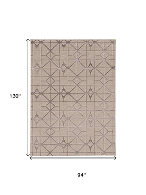 HomeRoots 3' Ivory and Brown Geometric Area Rug - Modern Design, Durable, Easy-Clean, Perfect for Any Space 8' X 11' 375031