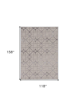 HomeRoots 10' Ivory and Brown Geometric Area Rug - Modern Design, Durable, Comfortable for Any Space 10' X 13' 375032