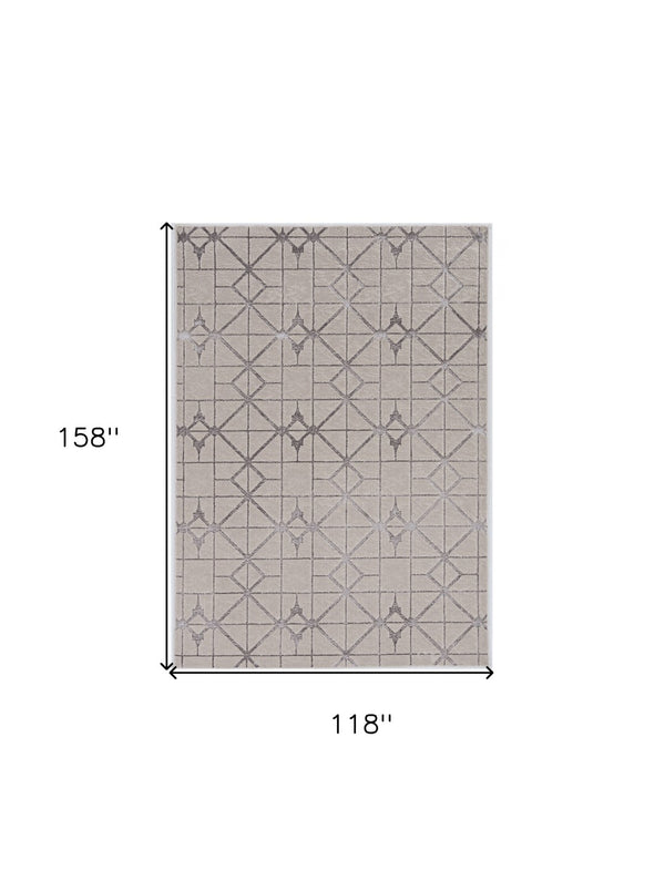 HomeRoots 10' Ivory and Brown Geometric Area Rug - Modern Design, Durable, Comfortable for Any Space 10' X 13' 375032