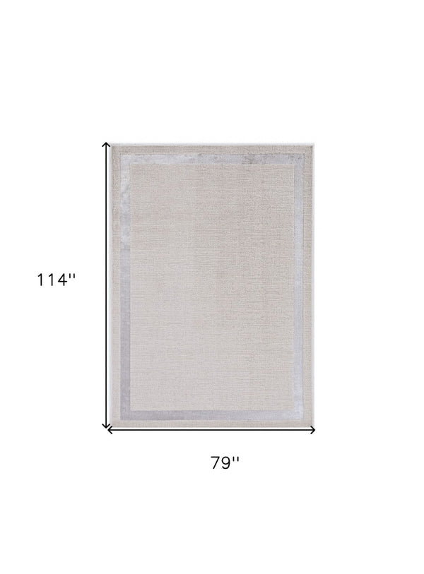 HomeRoots 7' Ivory and Silver Abstract Area Rug - Contemporary Elegance, Stain-Resistant, Easy-Care Design 7' X 10' 375035
