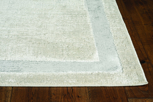 HomeRoots 7' Ivory and Silver Abstract Area Rug - Contemporary Elegance, Stain-Resistant, Easy-Care Design 8' X 11' 375036