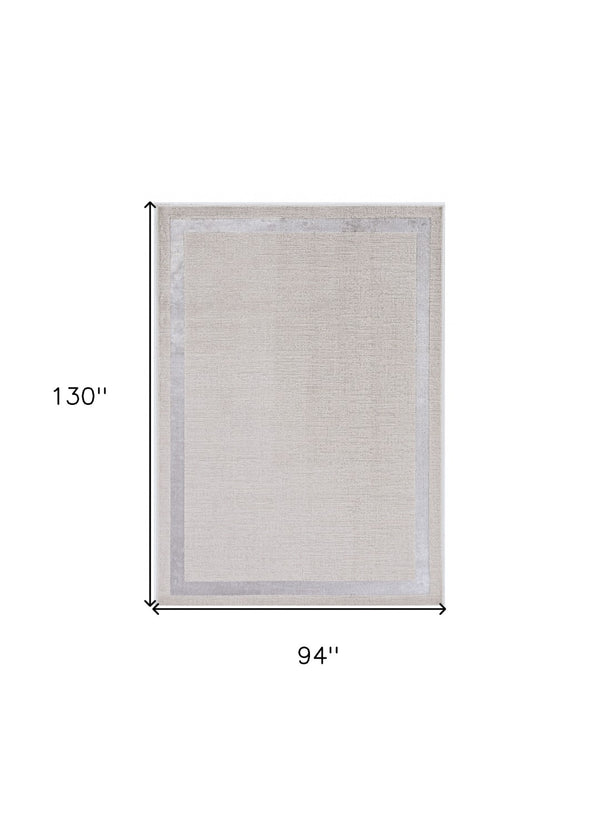 HomeRoots 7' Ivory and Silver Abstract Area Rug - Contemporary Elegance, Stain-Resistant, Easy-Care Design 8' X 11' 375036
