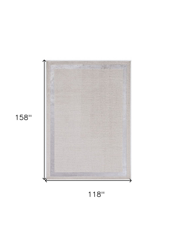 HomeRoots 10' Contemporary Ivory and Silver Abstract Area Rug - Durable, Soft, and Stylish for Modern Spaces 10' X 13' 375037