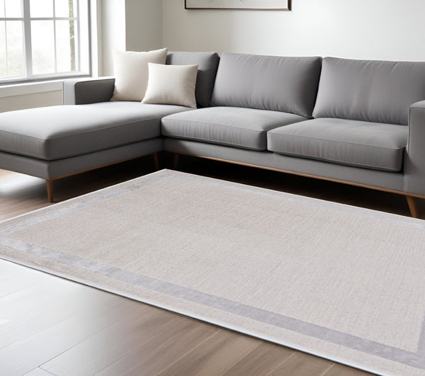 HomeRoots 10' Contemporary Ivory and Silver Abstract Area Rug - Durable, Soft, and Stylish for Modern Spaces 10' X 13' 375037