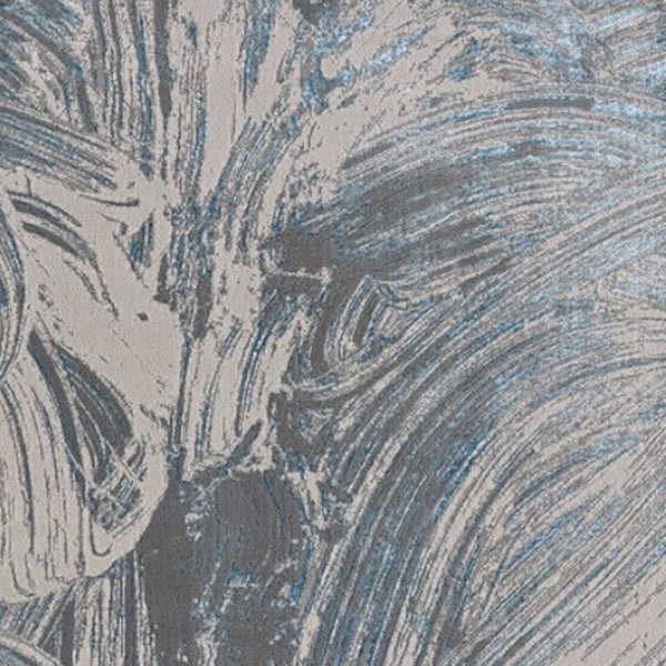 HomeRoots 3' Blue And Silver Abstract Area Rug - Modern Elegance for High-Traffic Areas, Easy Care & Durable Design 3' X 5' 375038